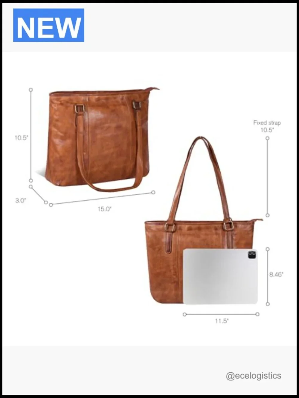 Genuine Leather Tote Satchel - Shoulder Bag for Work Travel